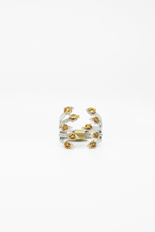 Citrine & Diamond Fan Ring