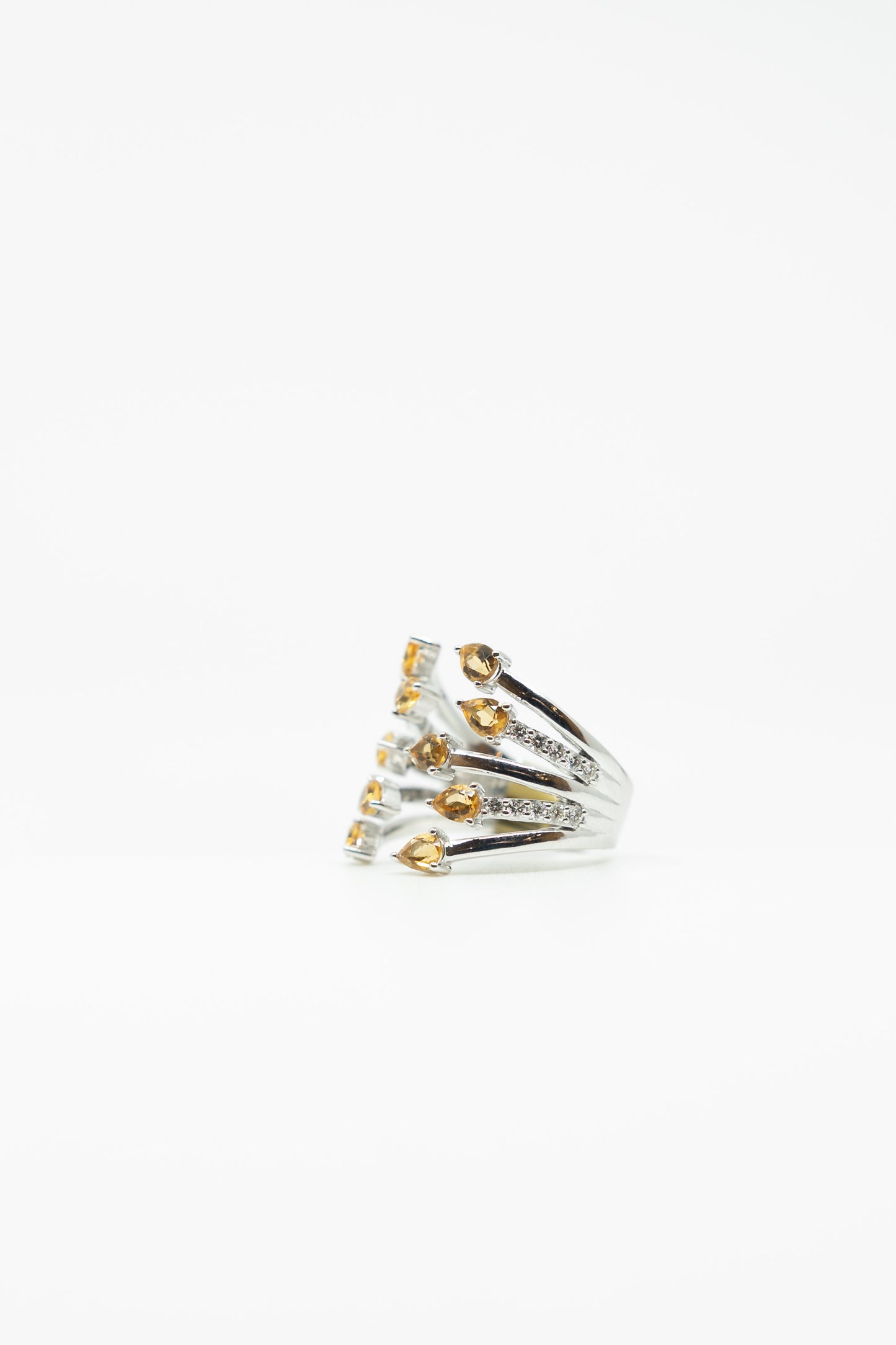 Citrine & Diamond Fan Ring