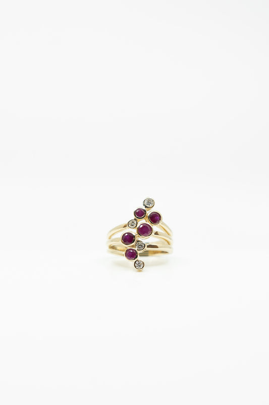 Art-Deco Bubble Style Ruby Band