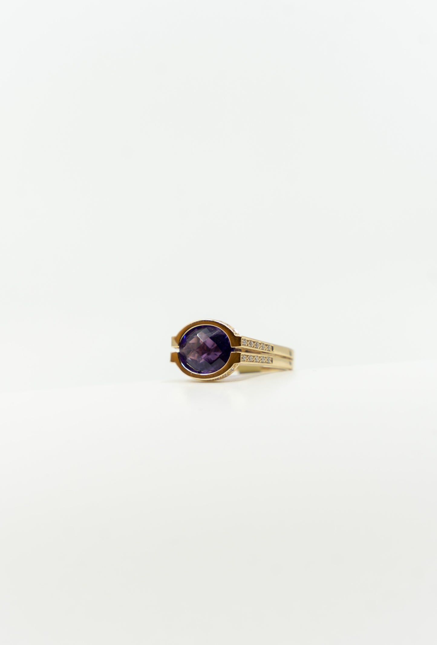 Open Bezel Amethyst Ring