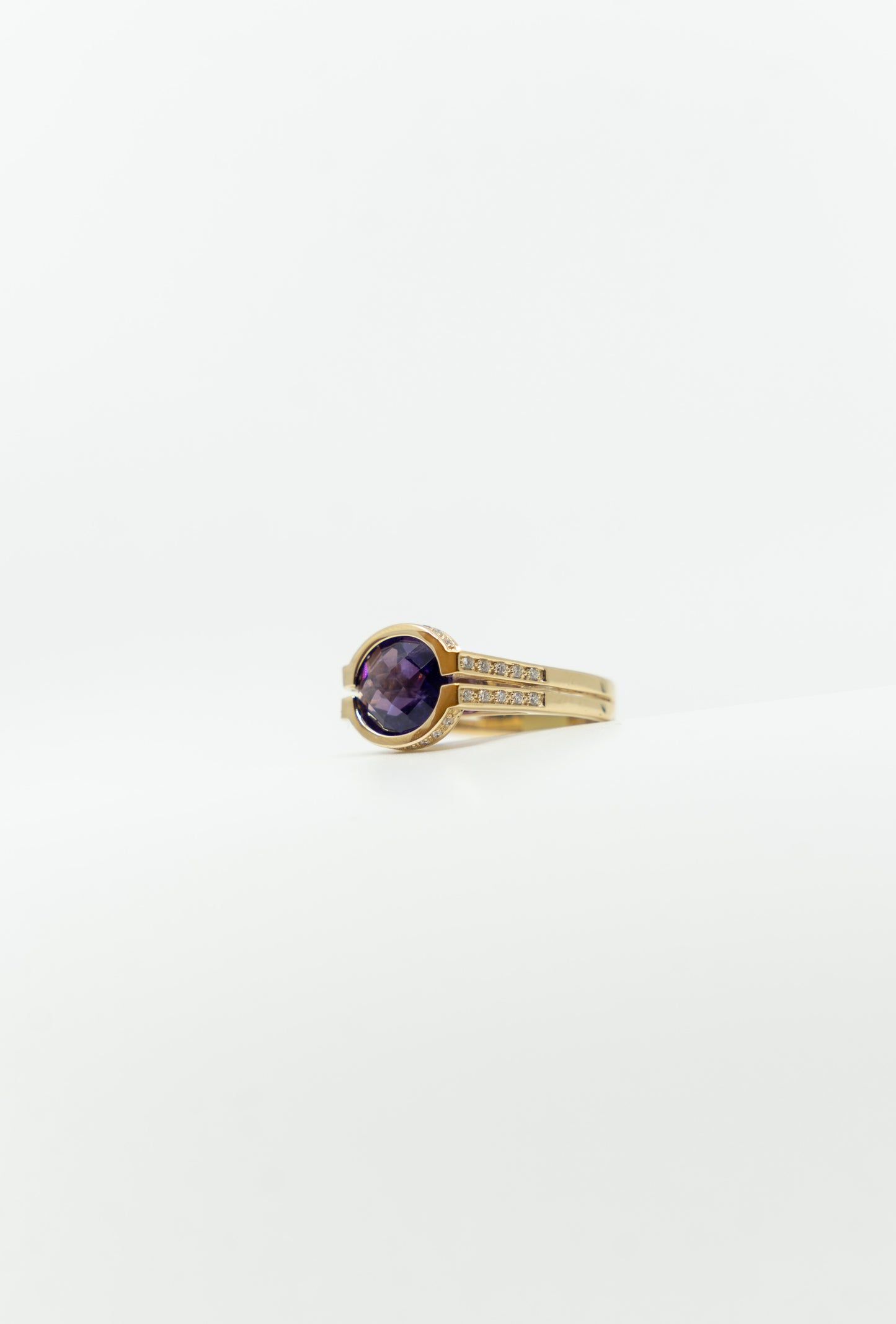 Open Bezel Amethyst Ring