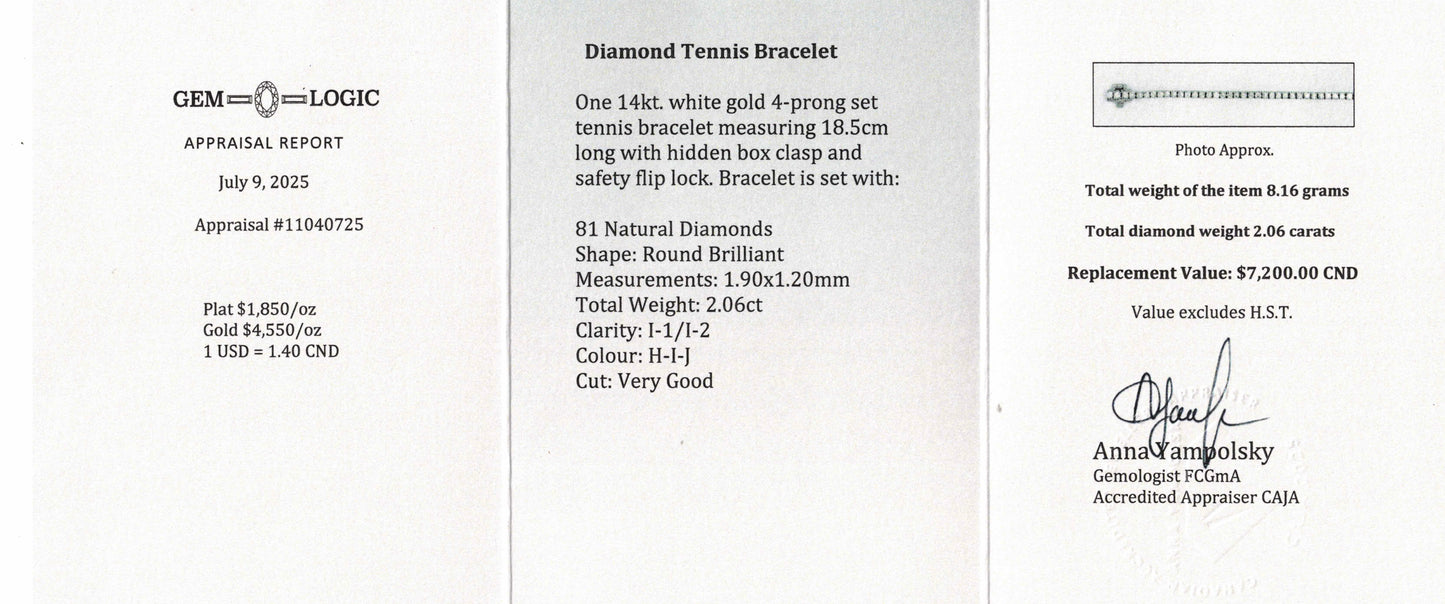2.06ctw Diamond Tennis Bracelet