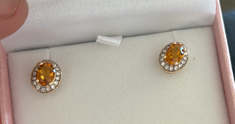 Custom Order One Single Citrine & Diamond Stud
