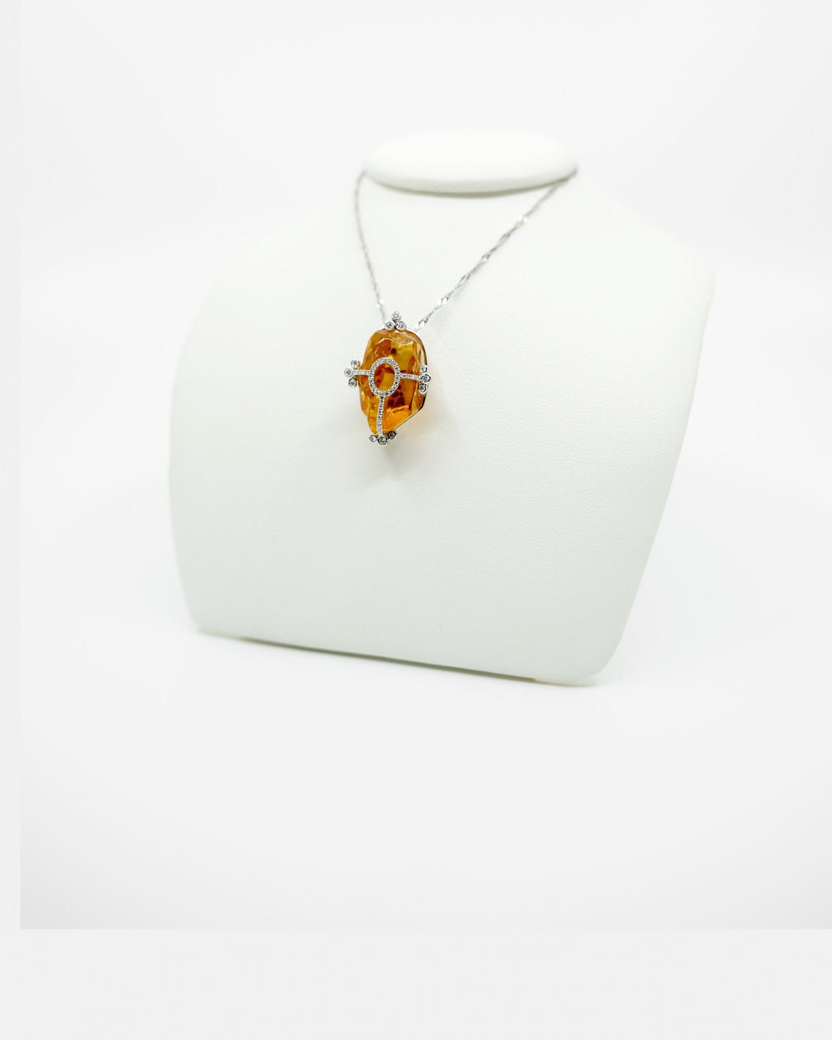 Rough Citrine & Diamond Pendant