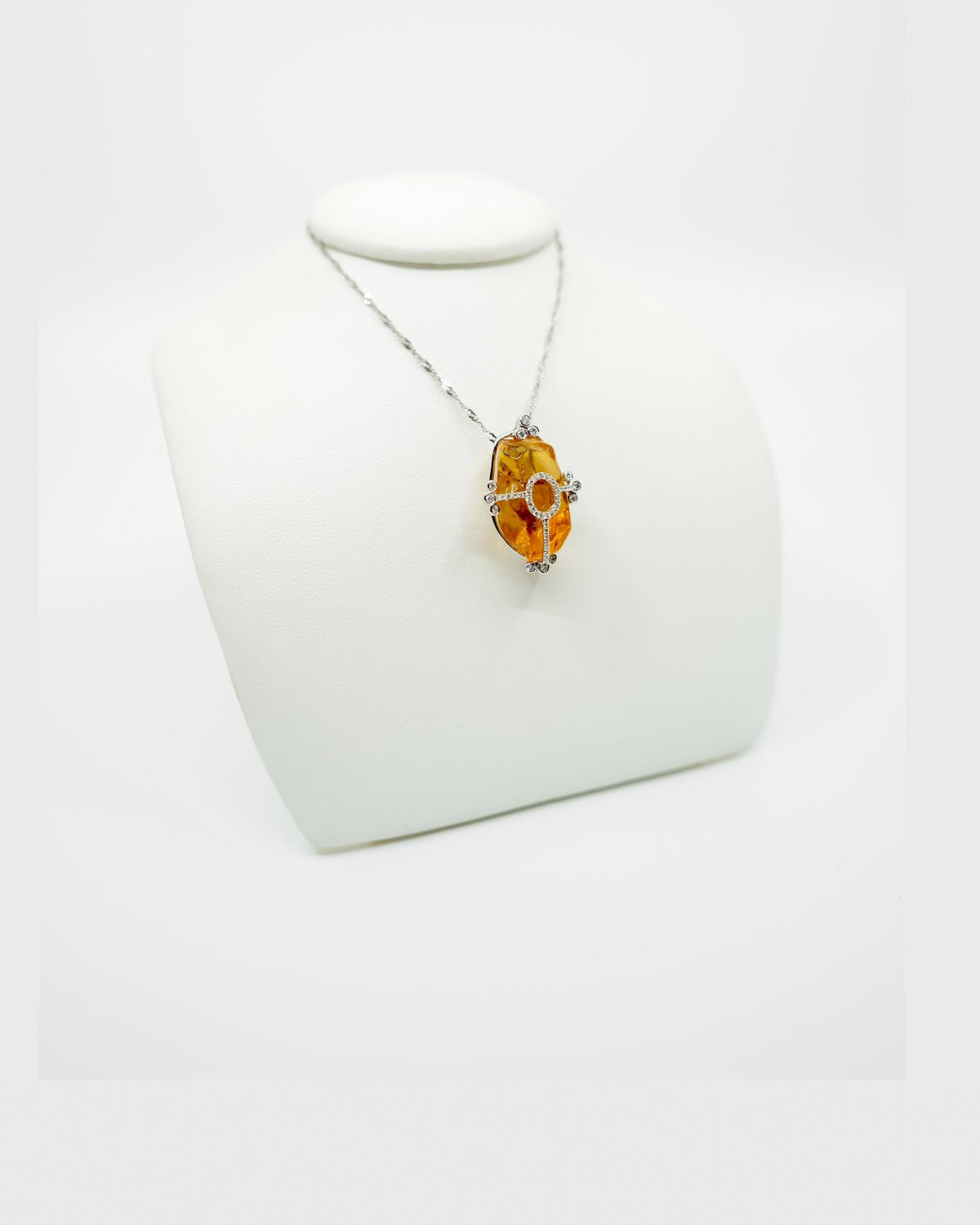 Rough Citrine & Diamond Pendant