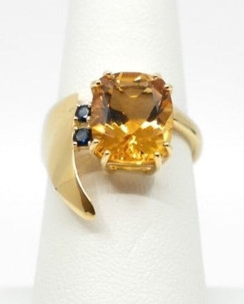 Citrine & Sapphire Swoop Ring