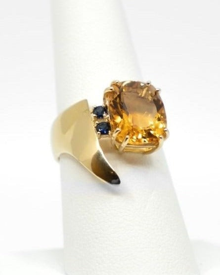 Citrine & Sapphire Swoop Ring