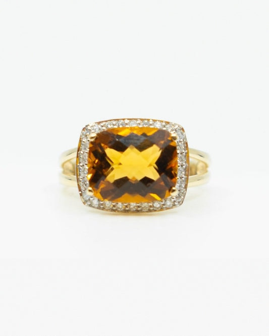 Split Band Citrine & Diamond Ring