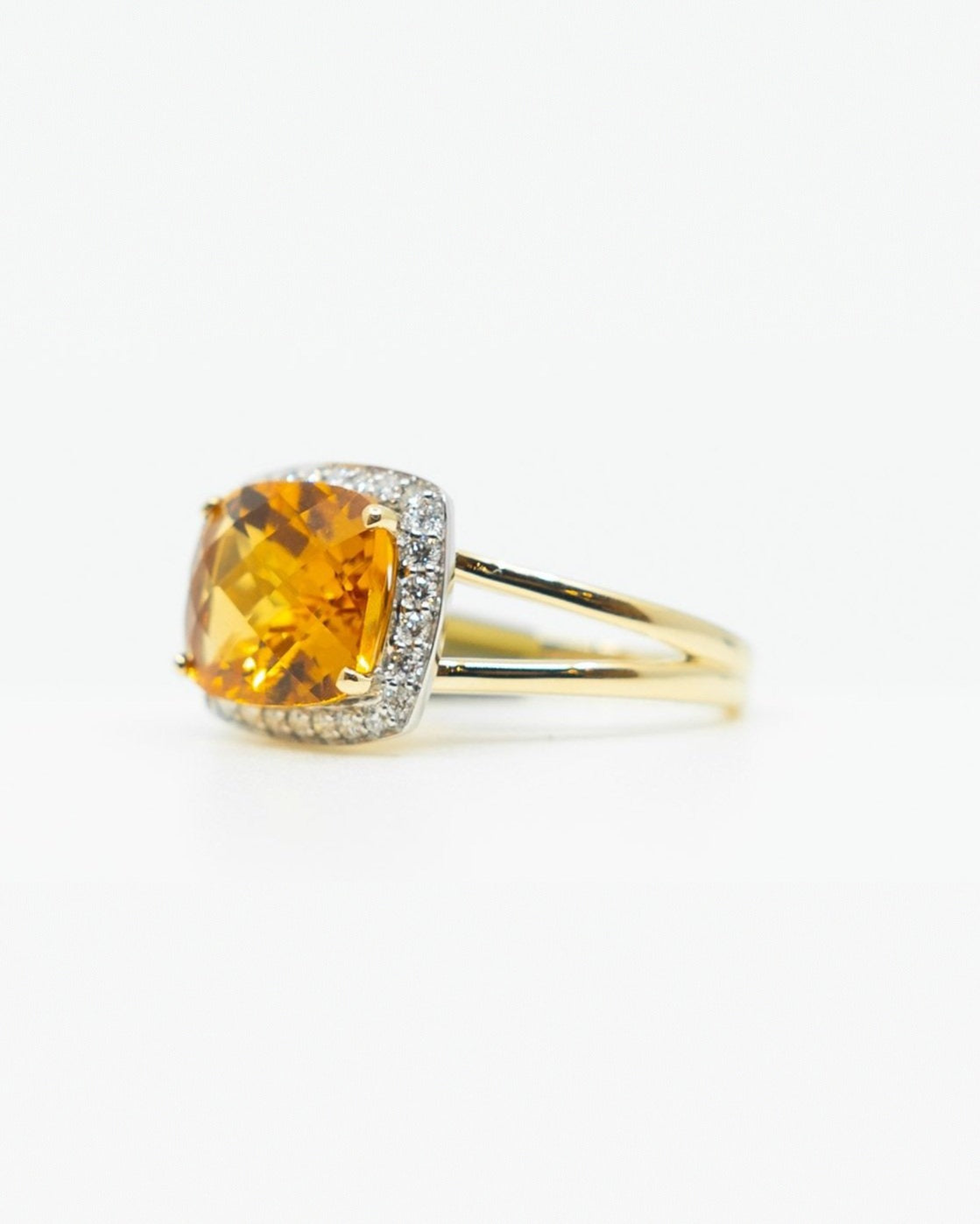 Split Band Citrine & Diamond Ring