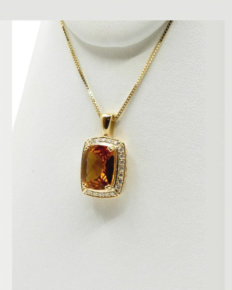 Cushion Cut Citrine Pendant