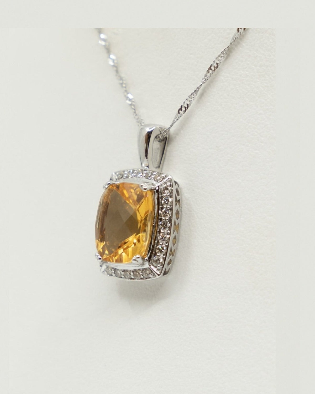 Cushion Cut Citrine Pendant