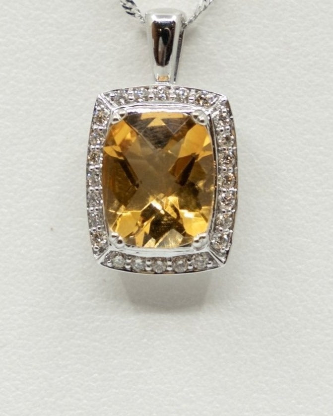 Cushion Cut Citrine Pendant