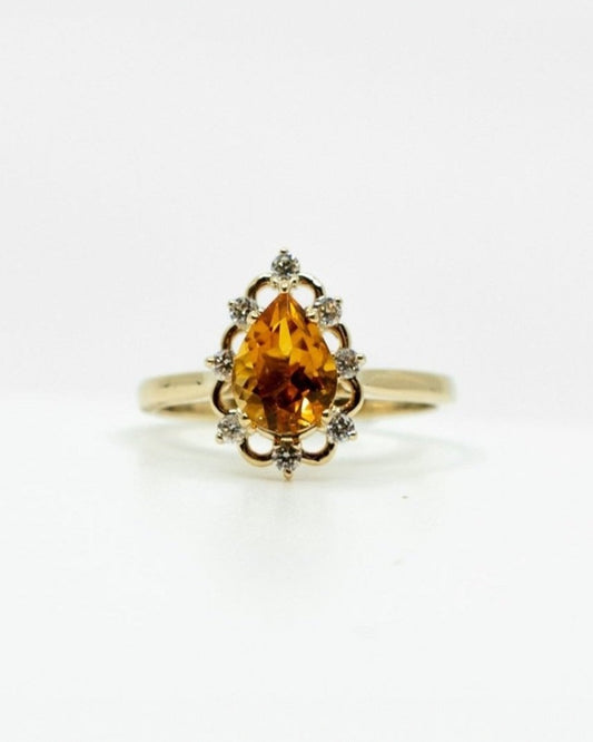 Delicate Pear Cut Citrine Ring