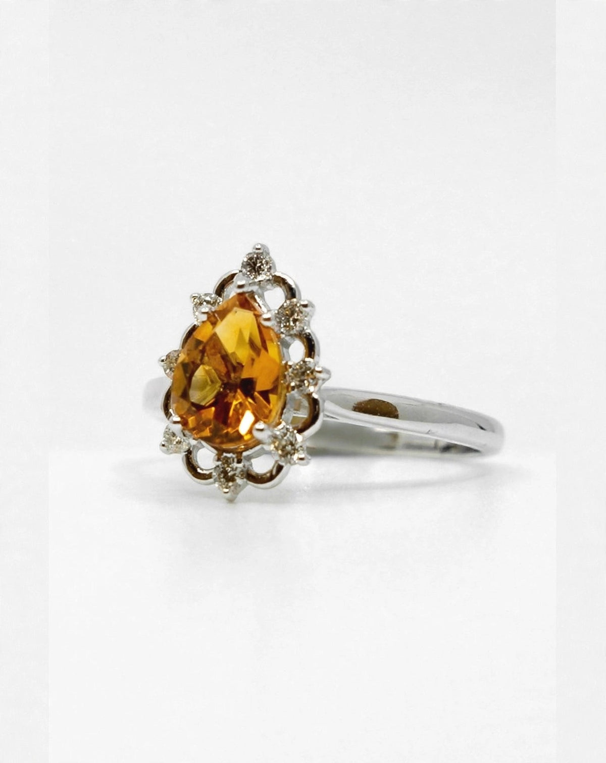 Delicate Pear Cut Citrine Ring
