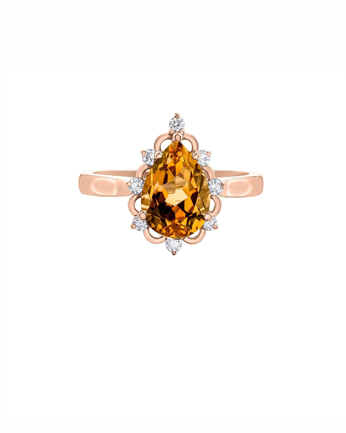 Delicate Pear Cut Citrine Ring