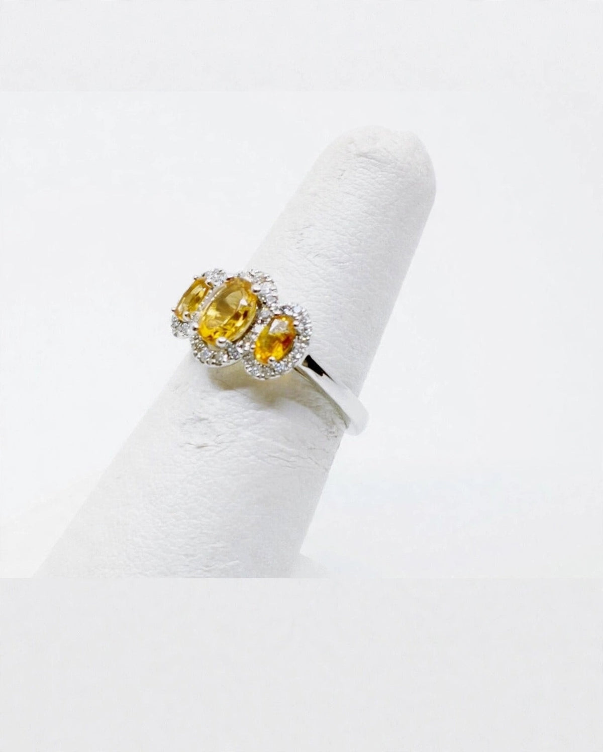 Citrine & Diamond Three Stone Ring