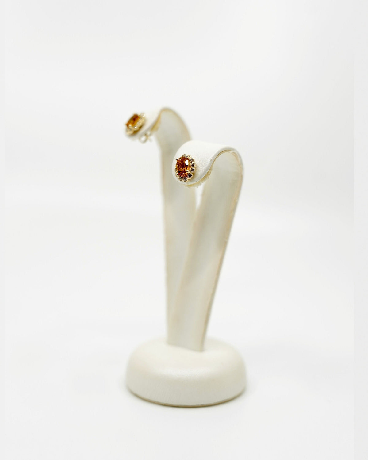 Citrine & Diamond Stud Earrings