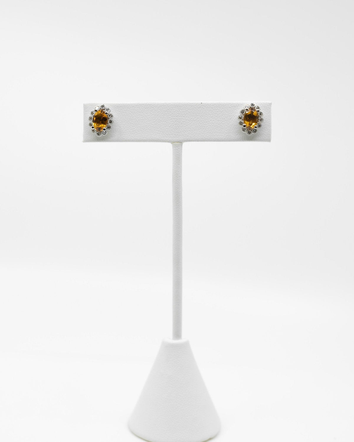 Citrine & Diamond Stud Earrings