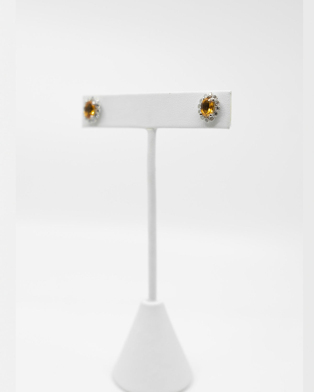Citrine & Diamond Stud Earrings