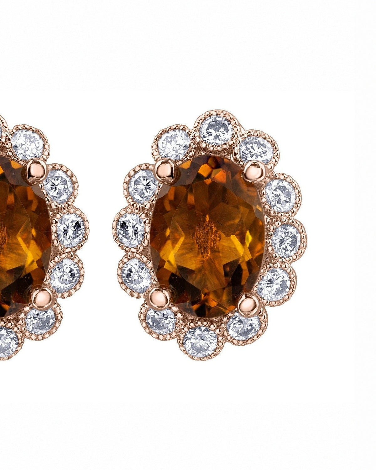 Citrine & Diamond Stud Earrings