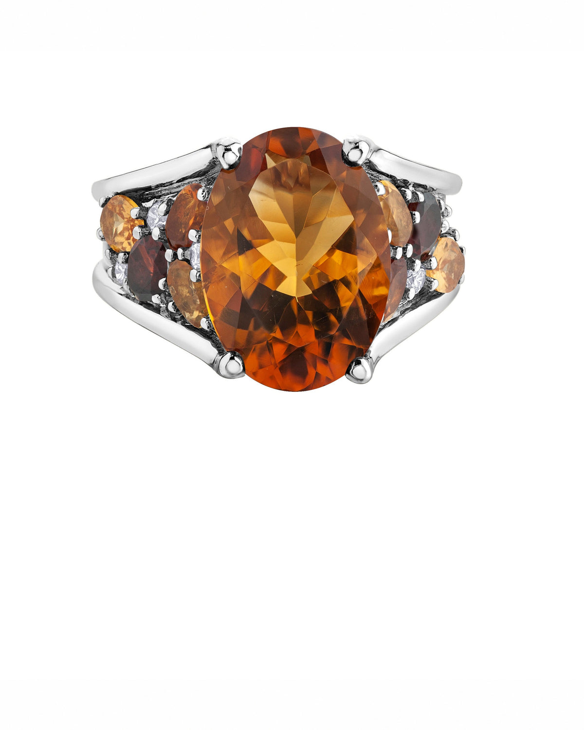 Citrine, Garnet & Diamond Ring