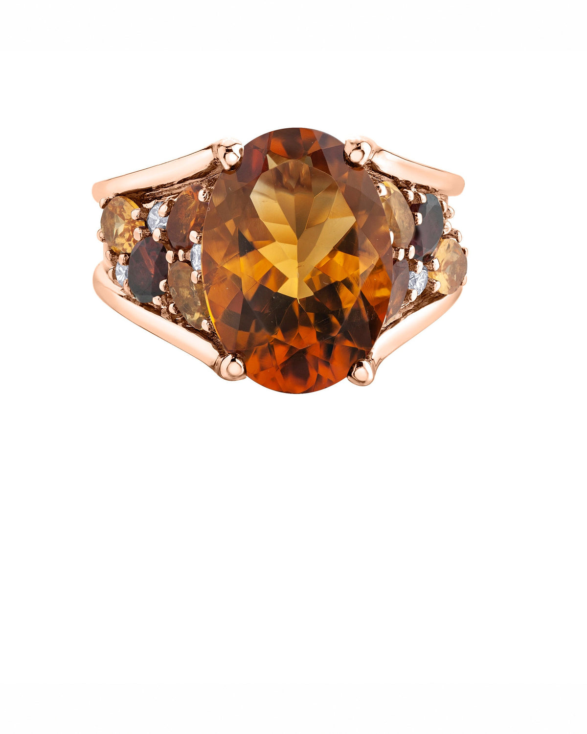Citrine, Garnet & Diamond Ring