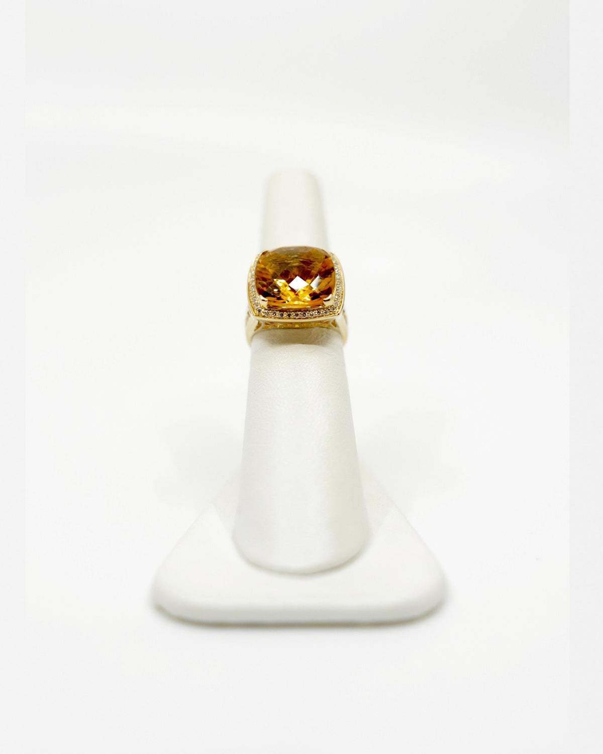 Citrine & Diamond Signet Style Ring