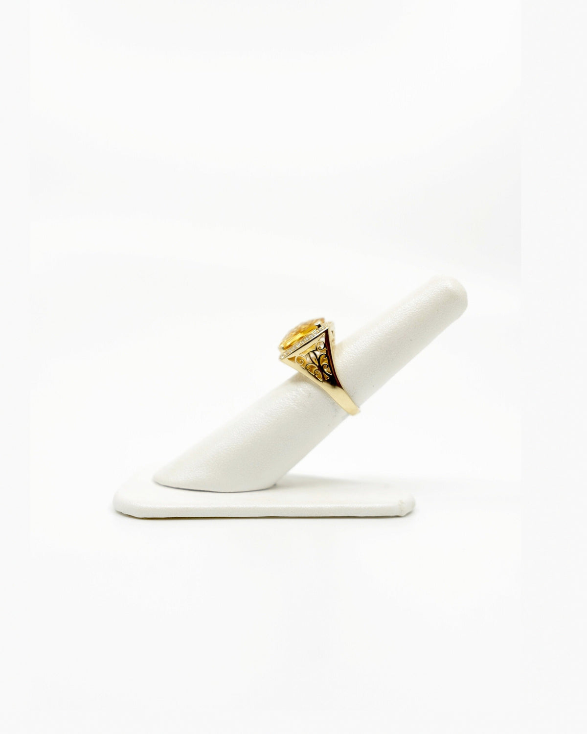 Citrine & Diamond Signet Style Ring