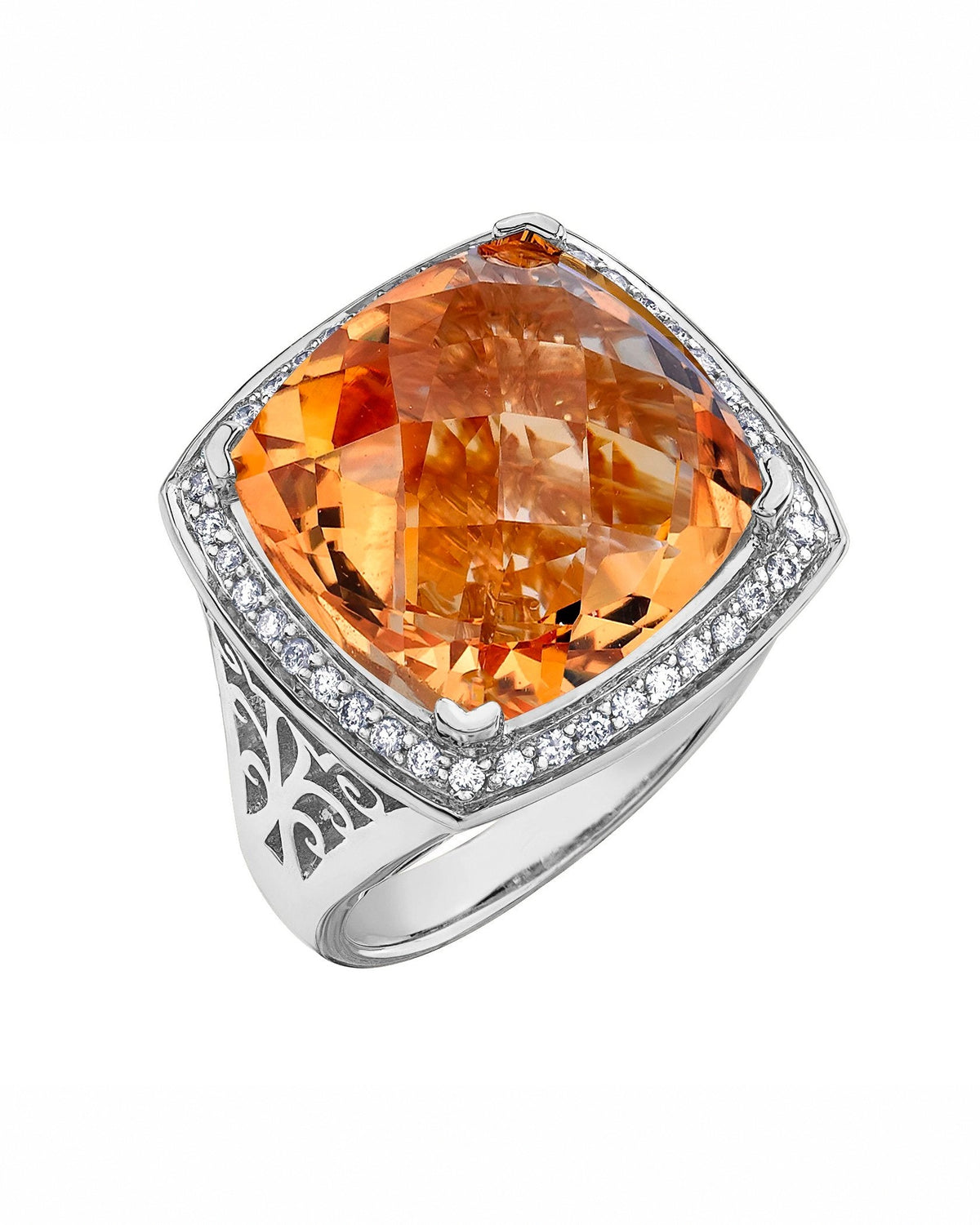 Citrine & Diamond Signet Style Ring