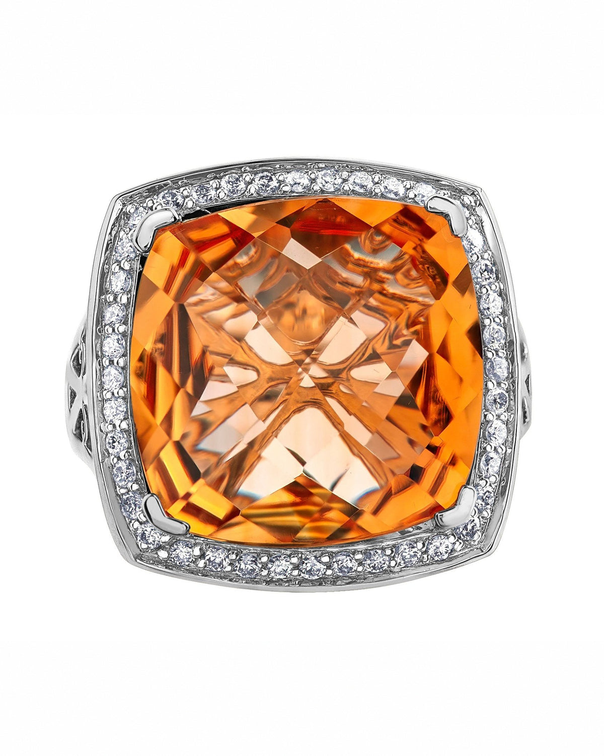 Citrine & Diamond Signet Style Ring