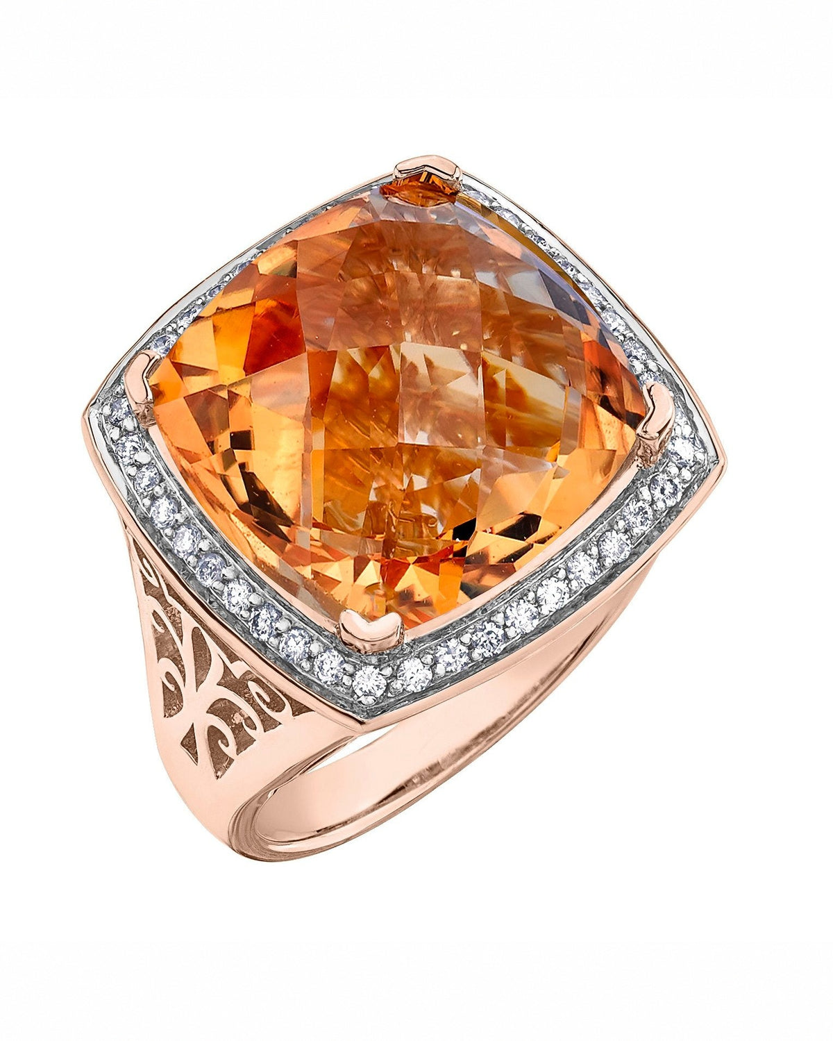 Citrine & Diamond Signet Style Ring