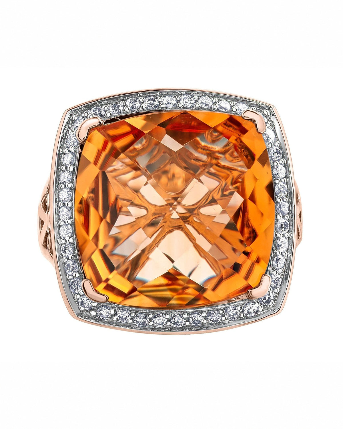 Citrine & Diamond Signet Style Ring