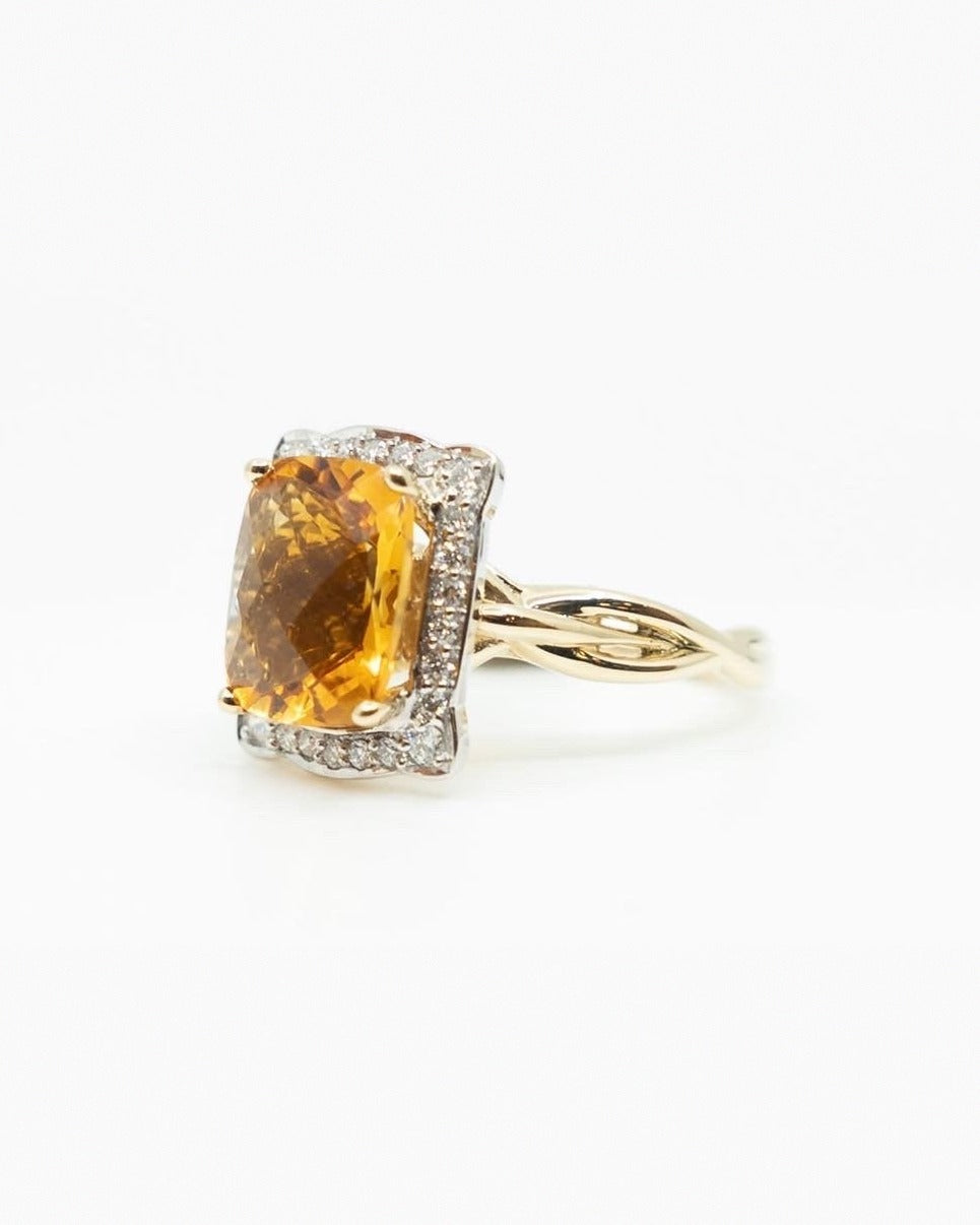 3.69ct Citrine & Diamond Ring