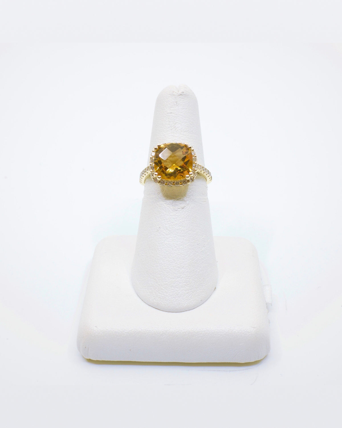 Cushion Cut Citrine & Diamond Ring
