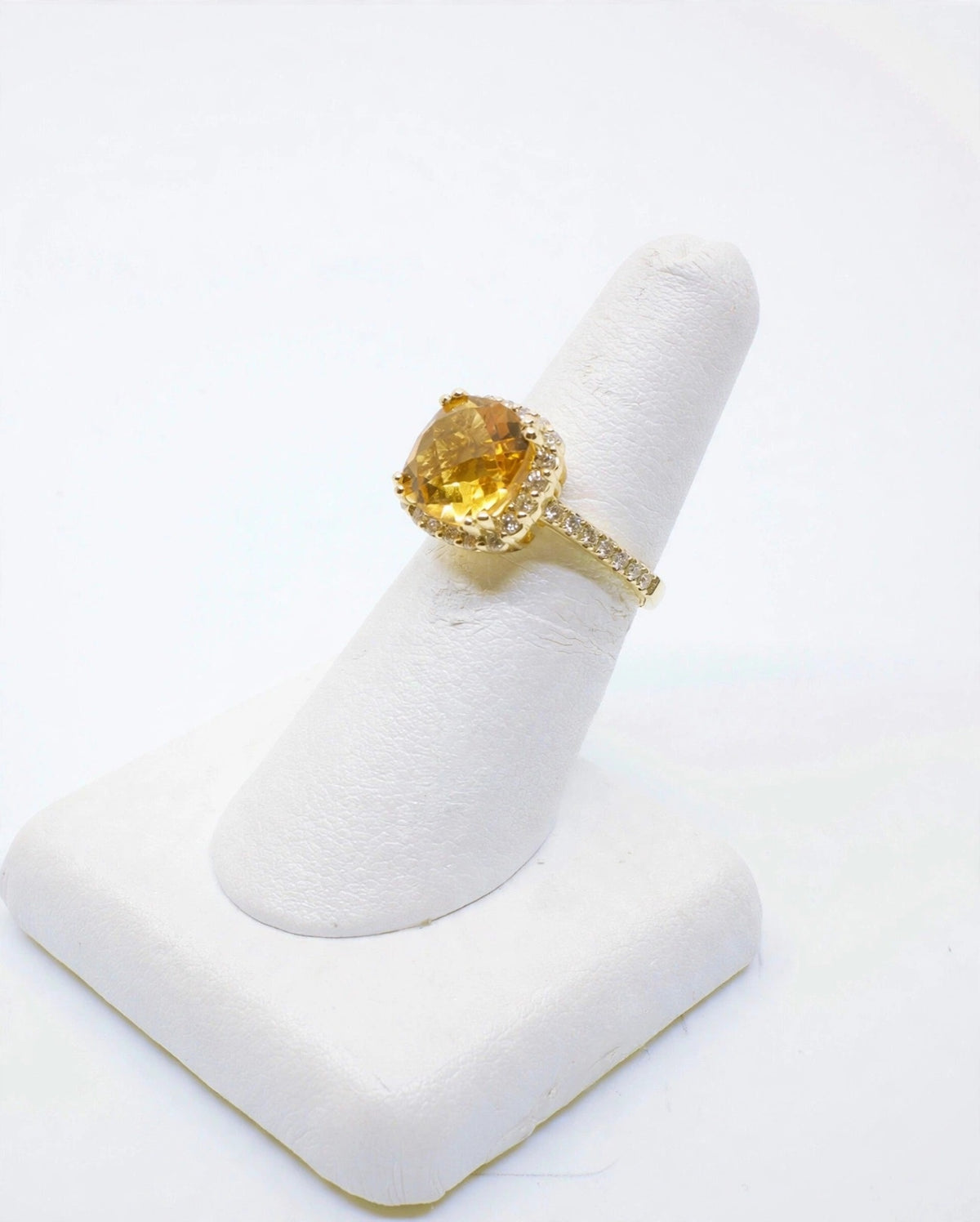 Cushion Cut Citrine & Diamond Ring