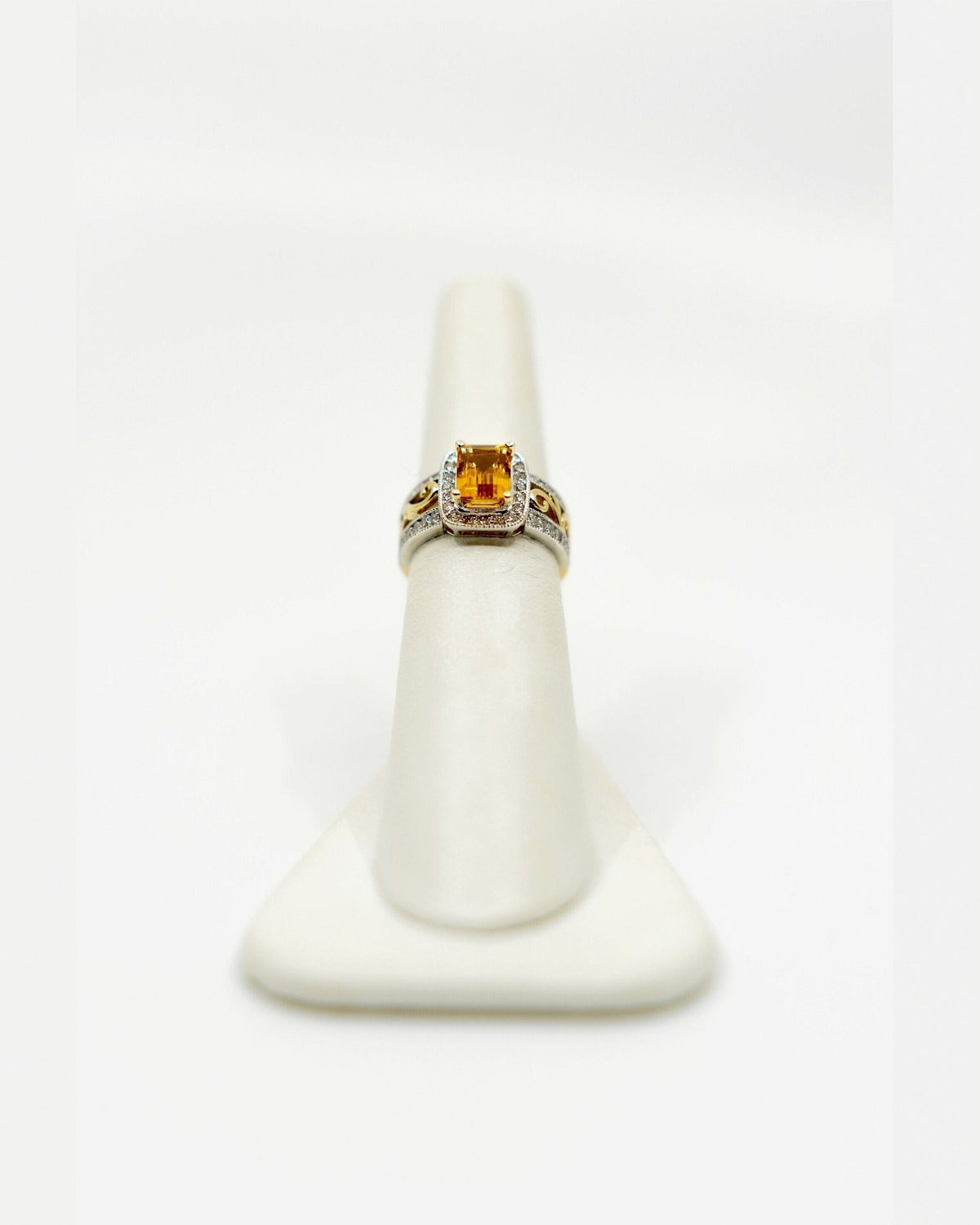 Citrine & Diamond Filigree Ring