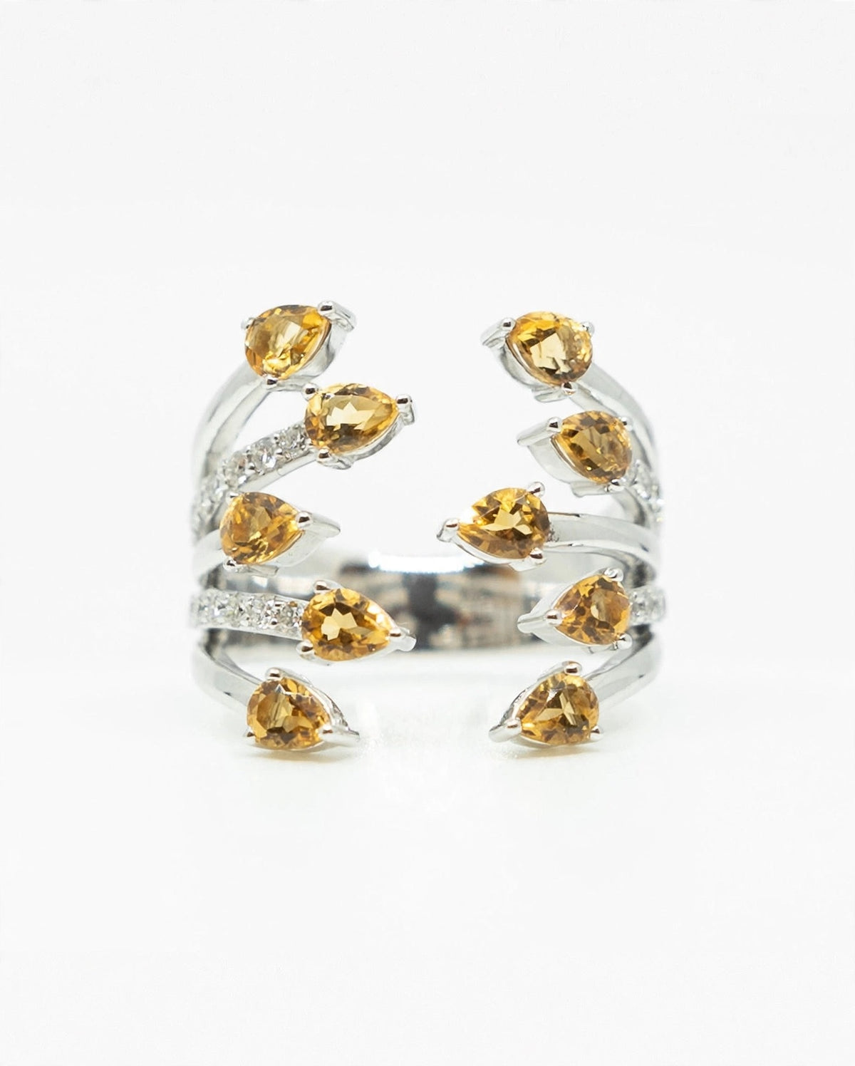 Citrine & Diamond Fan Ring