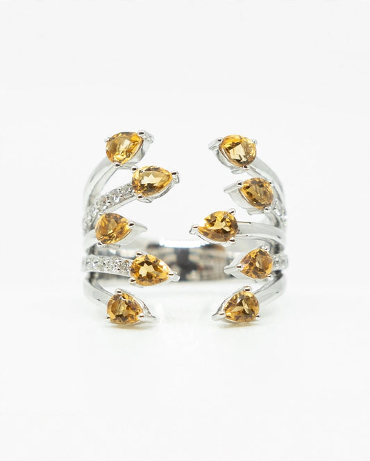 Citrine & Diamond Fan Ring