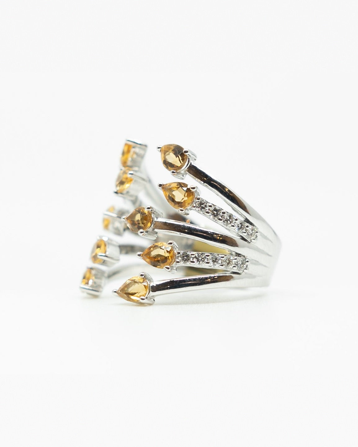 Citrine & Diamond Fan Ring