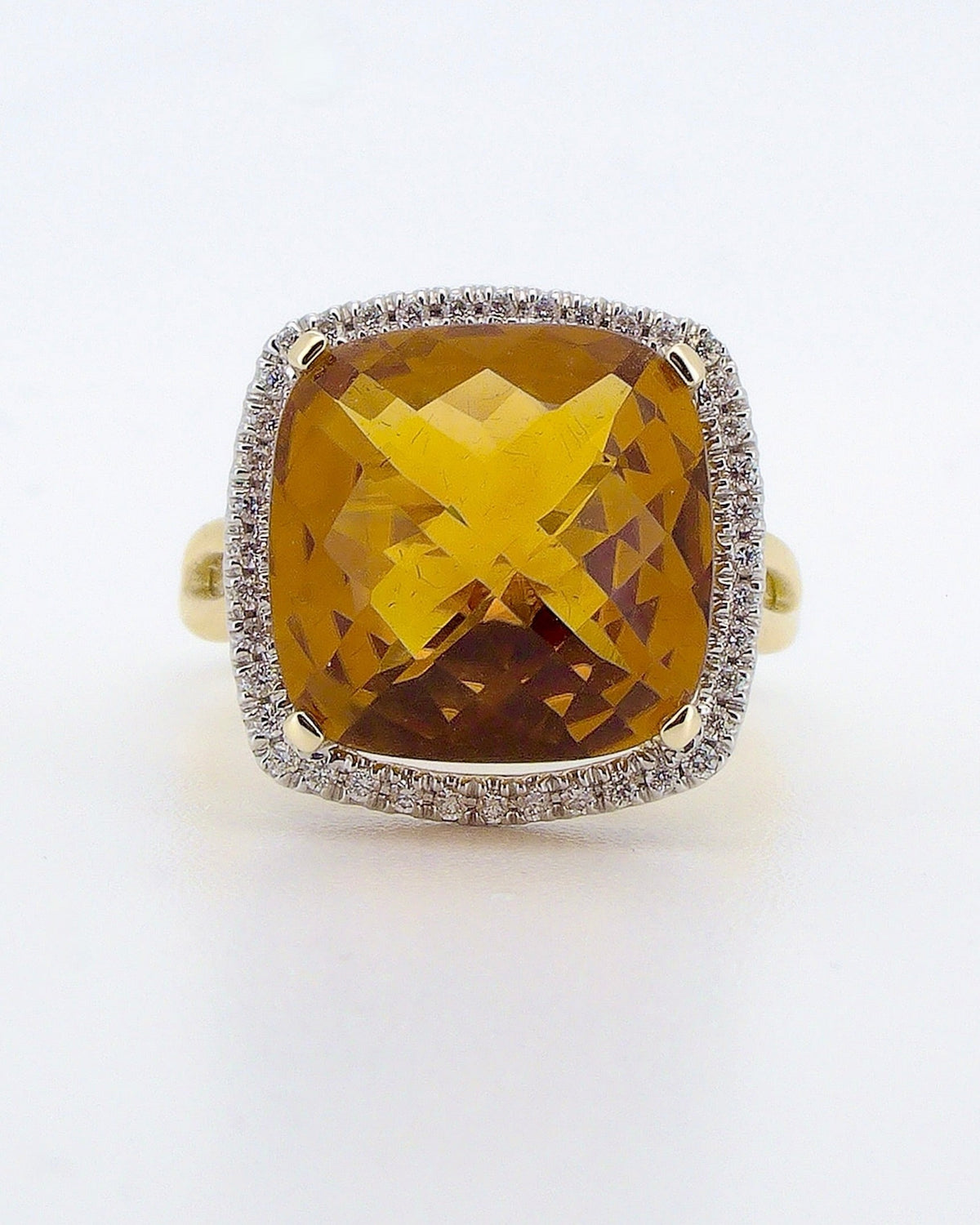 Cushion Cut Citrine Evening Ring