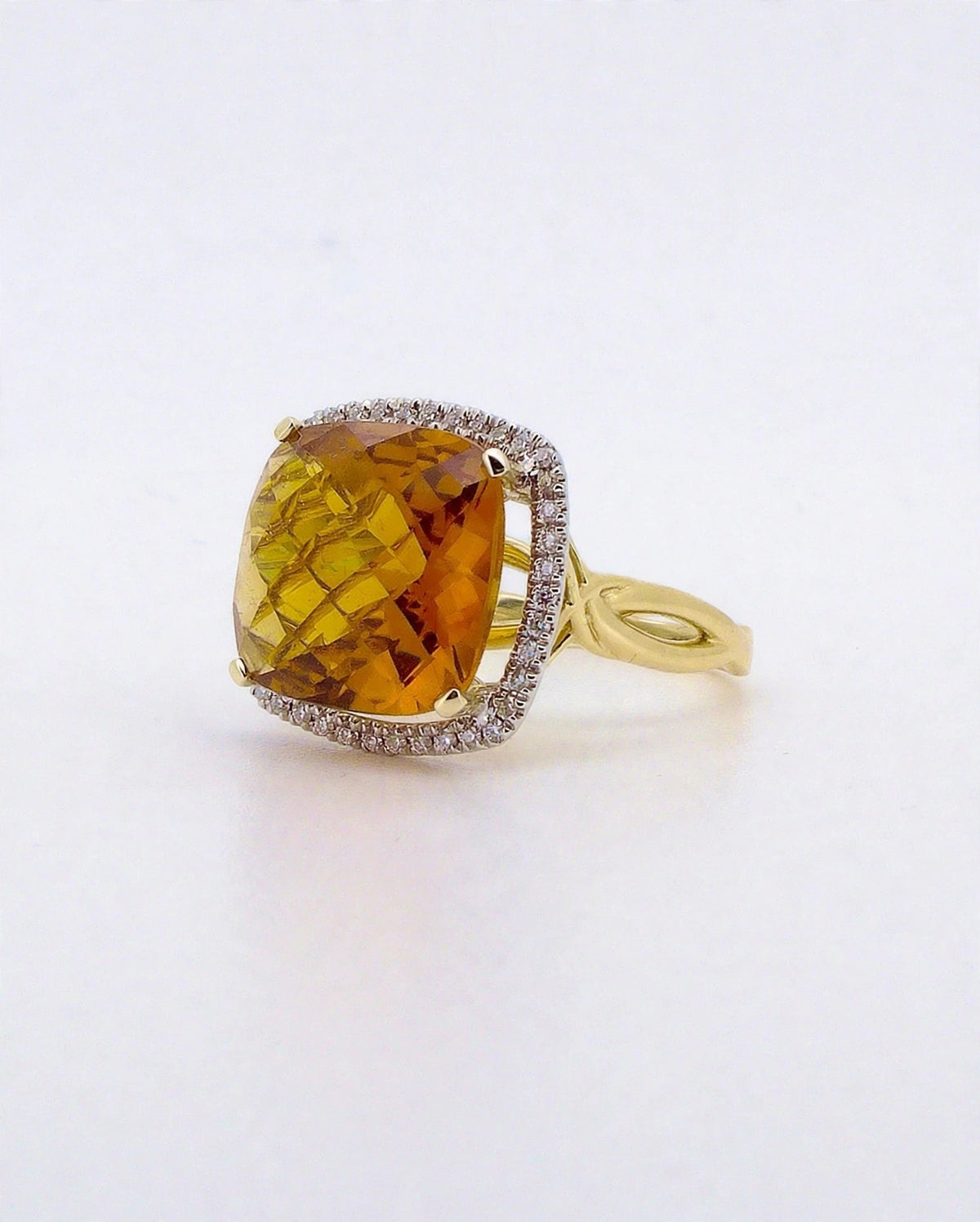 Cushion Cut Citrine Evening Ring