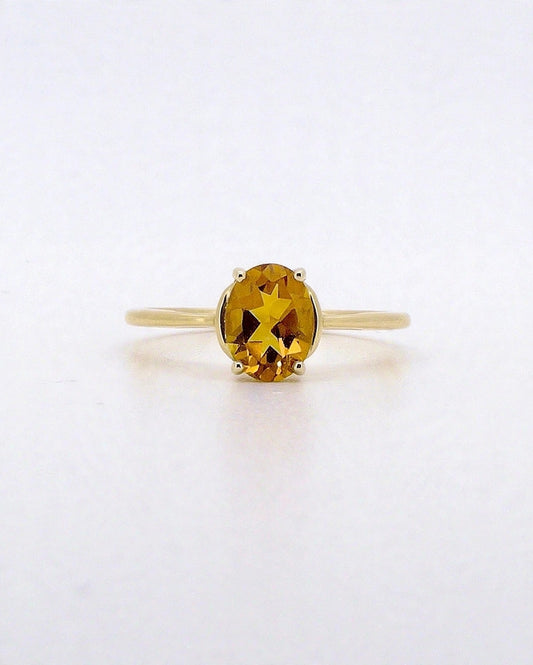 Solitaire Citrine Ring